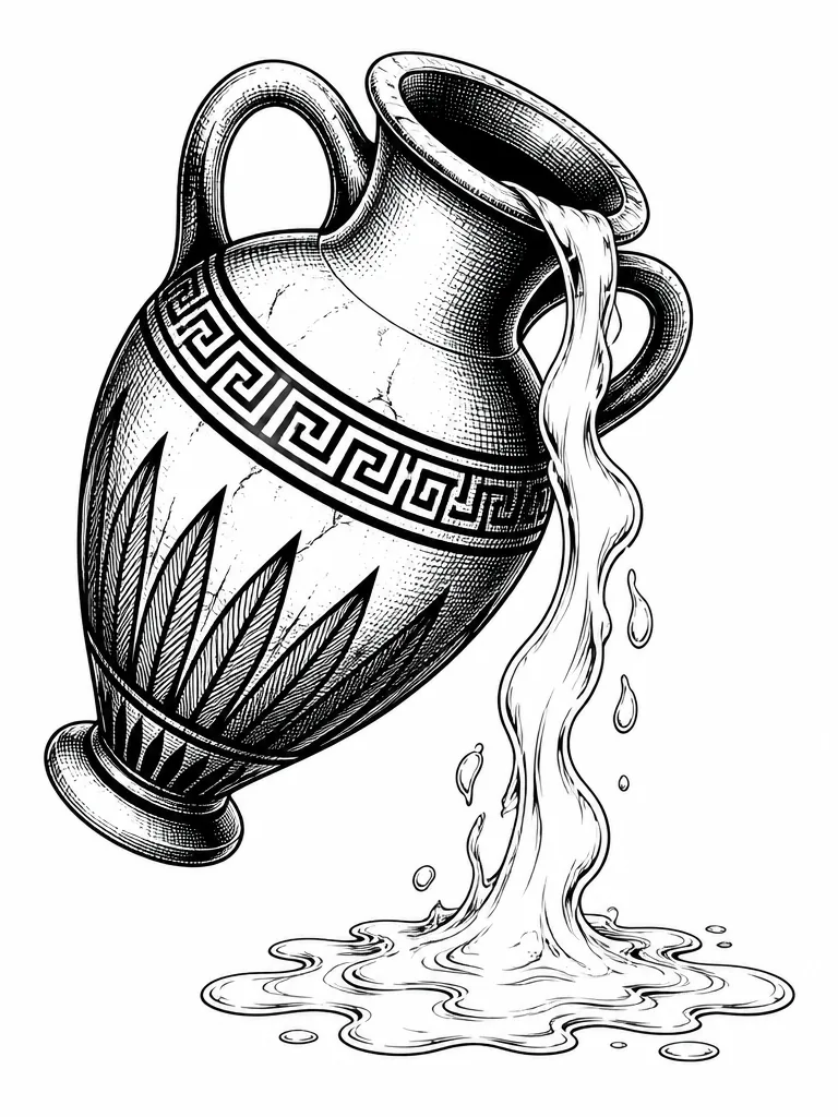 Amphore d'Hébé, illustration en noir et blanc style manga